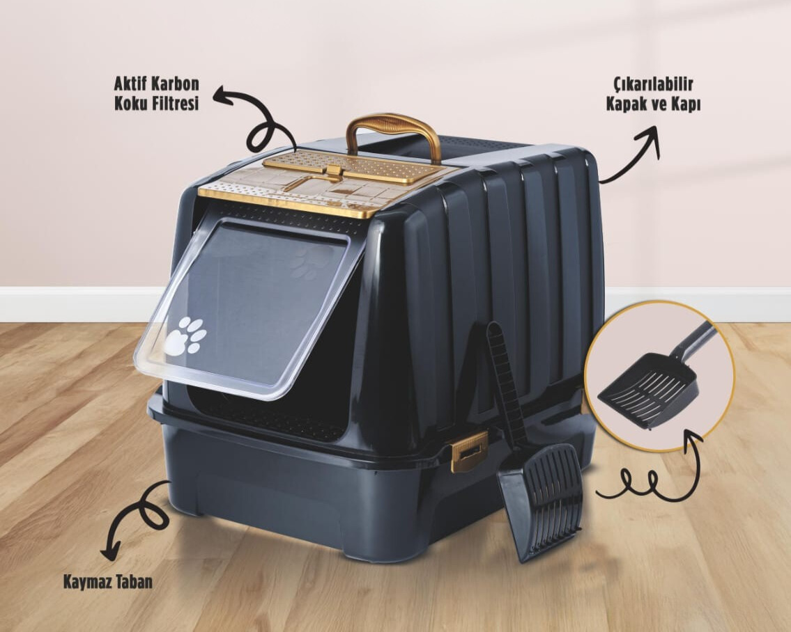 KAPALI KEDİ TUVALETİ (37 cm x 38 cm x 50 cm)